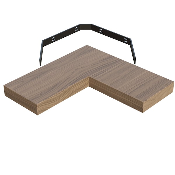 Designs Of Distinction 10" X 24" X 24" Furniture Grade Corner Floating Shelf - Walnut 01MFL102424WL1 - main